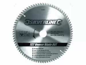Silverline 244964 TCT Veneer Blade 80T 250 x 30 - 25 20 16mm Rings