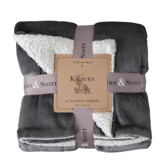 Crossland Grove Ashfield Sherpa Throw Grey 1400x1700mm, Grey 5.05941E+12