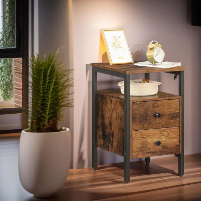 Rafaelo Mobilia Bedside Table with 2 Drawers in Brown Brown Unisex