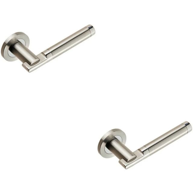 Loops 2x PAIR Round Bar Handle on 52mm Round Rose Concealed Fix Polished Satin Steel Metallics