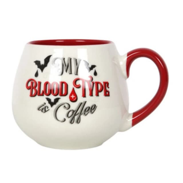 Something Different Something Different My Blood Type is Coffee Rounded Mug in White White One Size Unisex 5063238416659