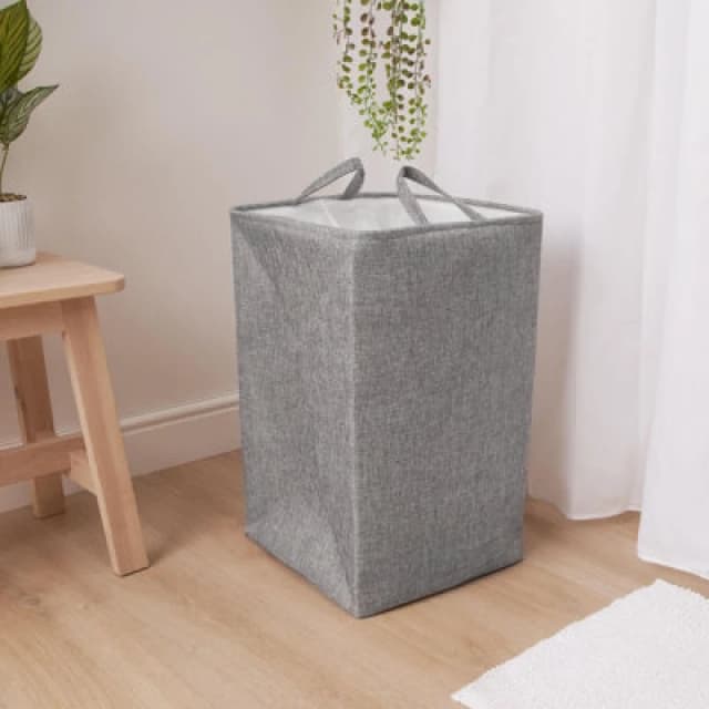 OHS OHS Faux Linen Laundry Bag with Handles in Charcoal Charcoal One Size Unisex 5027434152995