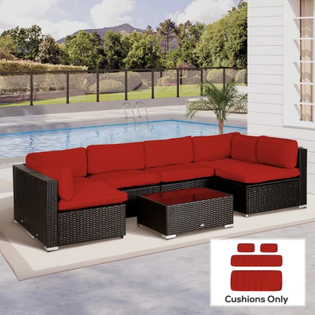 Outsunny Garden Rattan Sofa Set Polyester Cover Replacement No Cushion Red, Red 84B-426V70RD