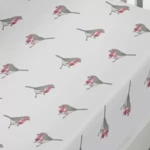 Fusion - Robin Christmas 100% Brushed Cotton Flannelette Fitted Sheet, Red, Single