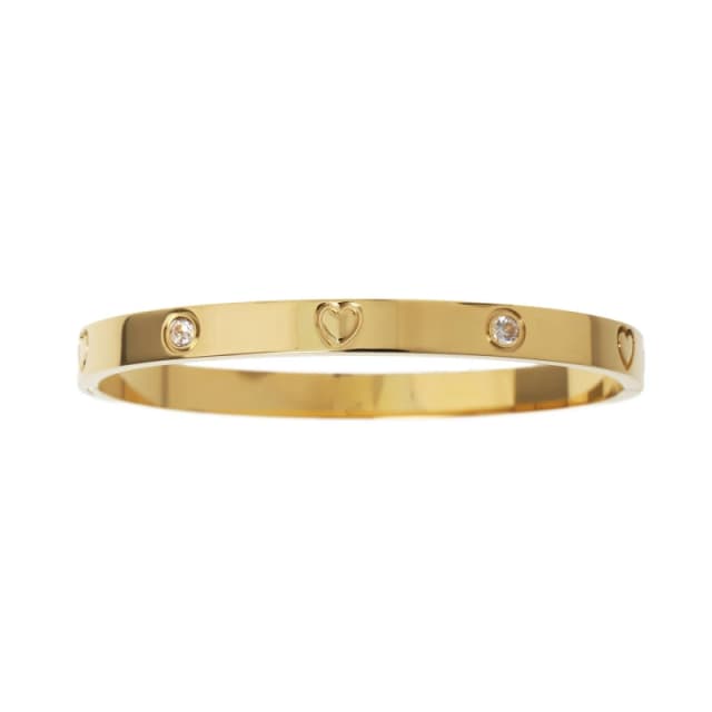Miso Motif Stainless Steel Bangle - Gold Gold One Size