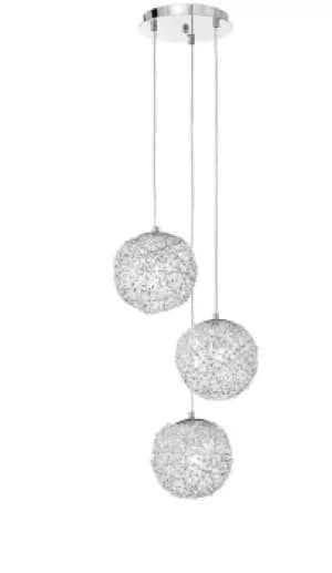 ASTRA 3 Light Cluster Pendant Ceiling Light Chrome, Crystals 32x22cm