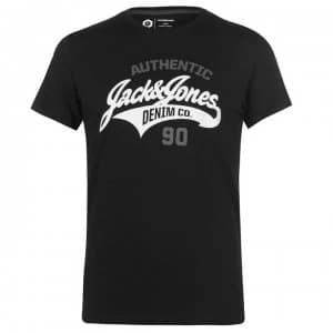Jack and Jones Core Heritage Logo T Shirt Mens - Black