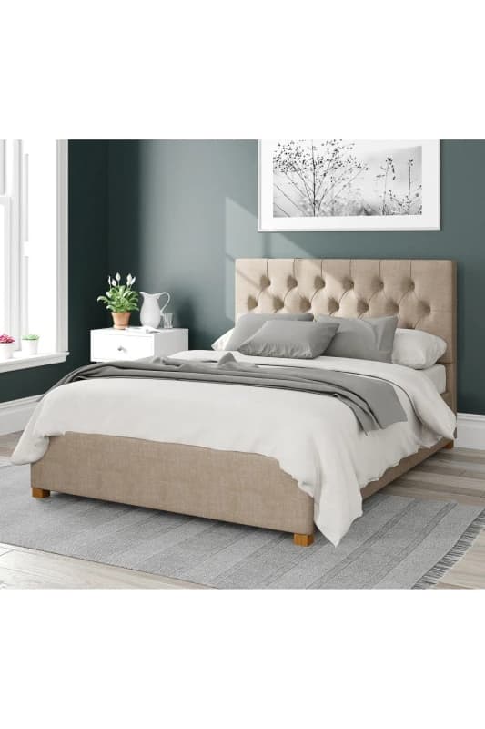 Aspire Aspire Olivier Upholstered Ottoman Storage Bed, Malham Weave Fabric in Taupe Size: Single Taupe Single Unisex 5057632168146