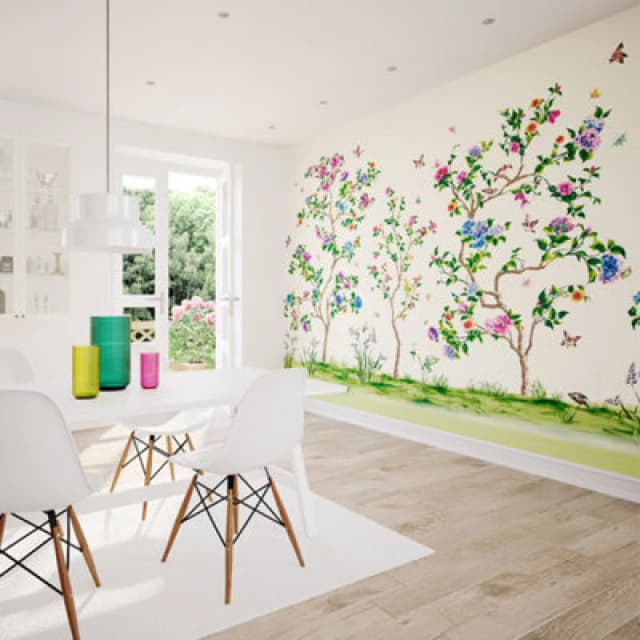 Origin Murals Oriental Flower Tree Ivory Matt Smooth Paste The Wall Mural 350Cm Wide X 280Cm High