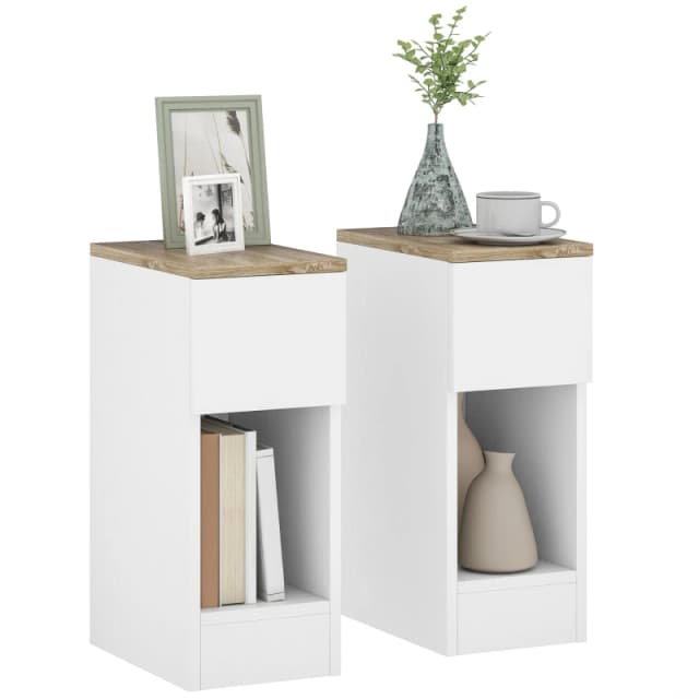HOMCOM Bedside Tables Set of 2 - Nightstands for Bedroom - Living Room - White TJ Hughes 5063603029835