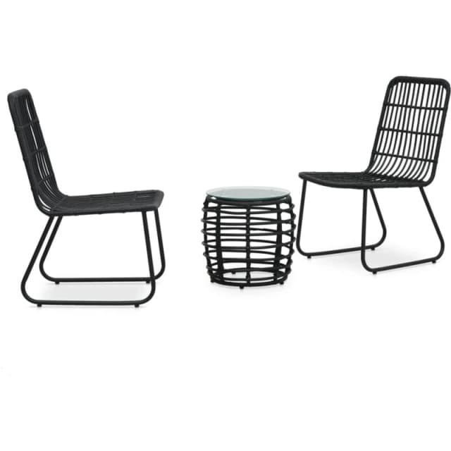 Rattan Garden Furniture Set 3 Piece Bistro Set Poly Rattan Black