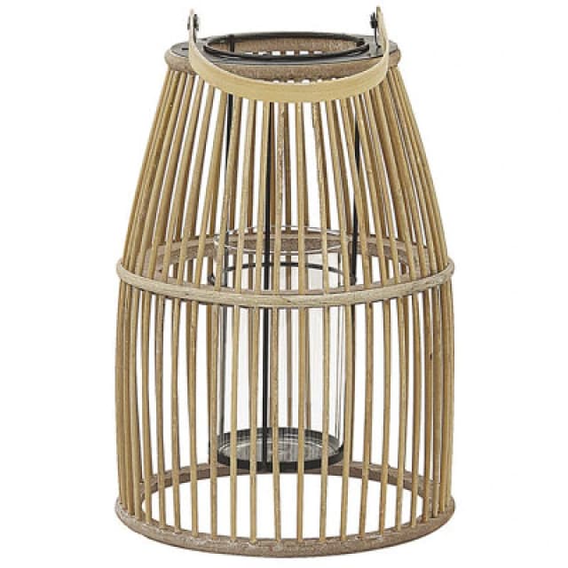 Beliani Lantern Hoste Bamboo Wood 32cm Beige
