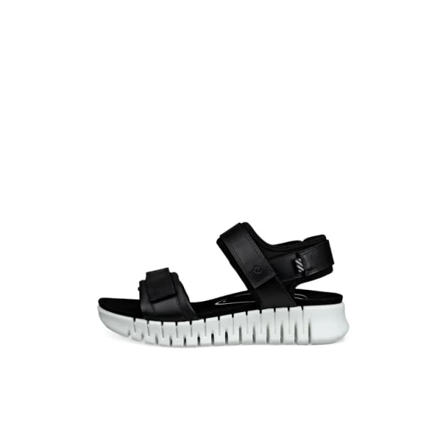 Ecco Gruuv Sol Leather Textile Womens Slingbacks Sandals - Black - Size:UK 5-5.5