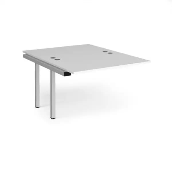 Connex Bench Desk Add On 2 Person Rectangular Desks 1200mm White Tops With Silver Frames 1600mm Depth Connex White CO1216-AB-S-WH