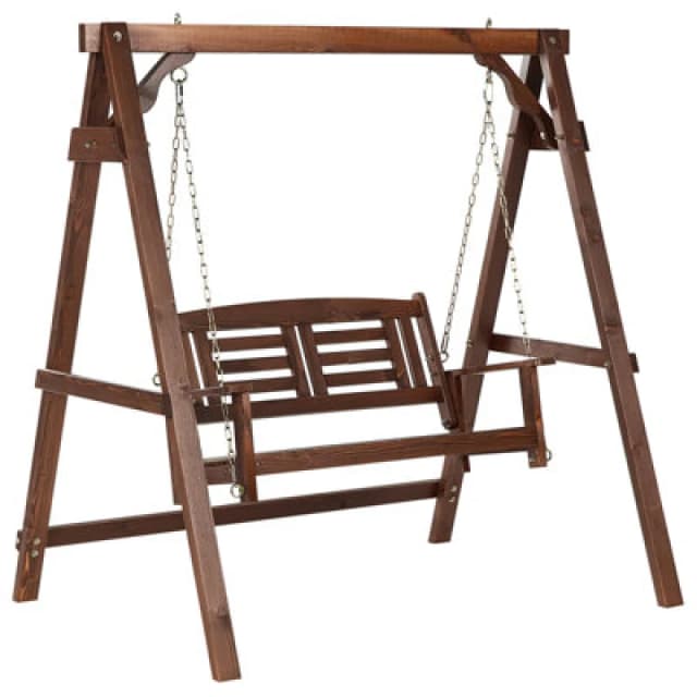 Beliani Patio Swing Nerito Spruce Wood Dark Brown