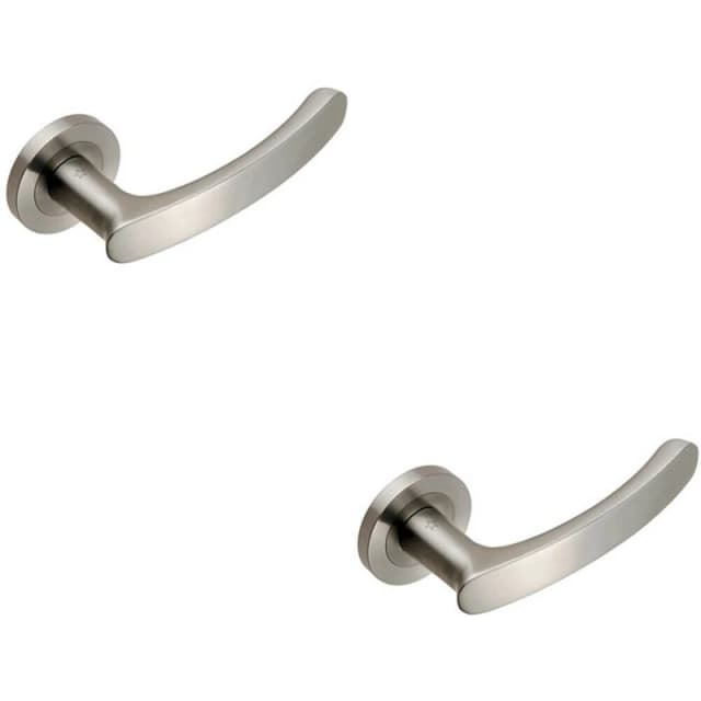 Loops 2x PAIR Curved Handle with Rounded Ends Concealed Fix Round Rose Satin Steel Metallics