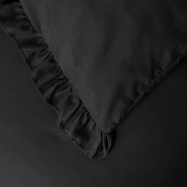 OHS OHS Frill Edge Decor Duvet Cover with Pillowcase Bedding Set in Black Size: King Black King Unisex 5027434204595