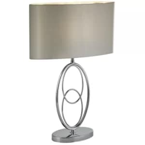Searchlight Loopy 1 Light Table Lamp, Chrome, White Shade