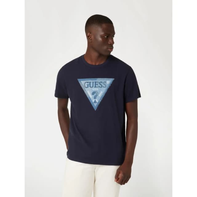 Guess T-Shirt Guess Triangle Patch Bleu Male S