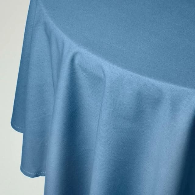 Homescapes Plain Cotton Round Tablecloth, 178cm Mid Blue