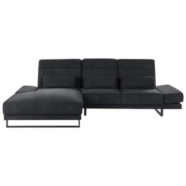 Beliani Corner Sofa 4 Seater Ikast Fabric Black Right Hand