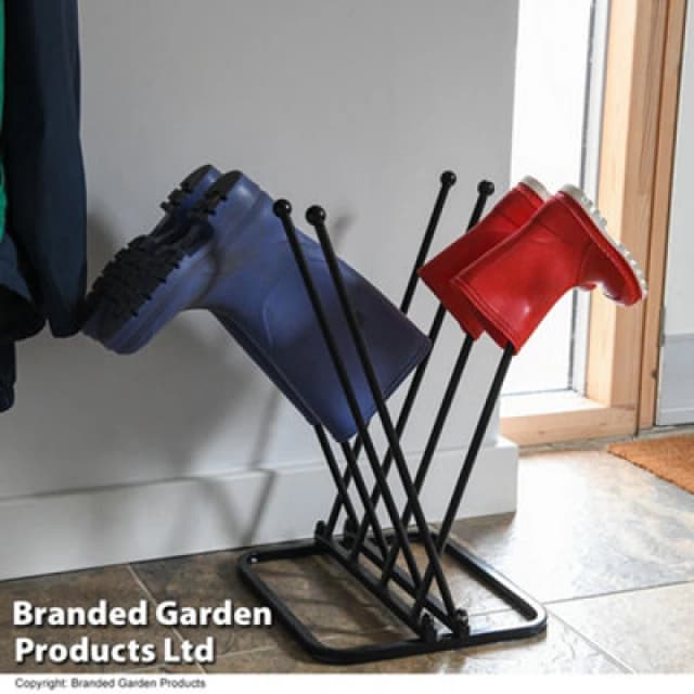 THOMPSON & MORGAN Thompson&morgan - Garden Gear 4 Pair Metal Welly Boot Rack Storage Stand KF6168