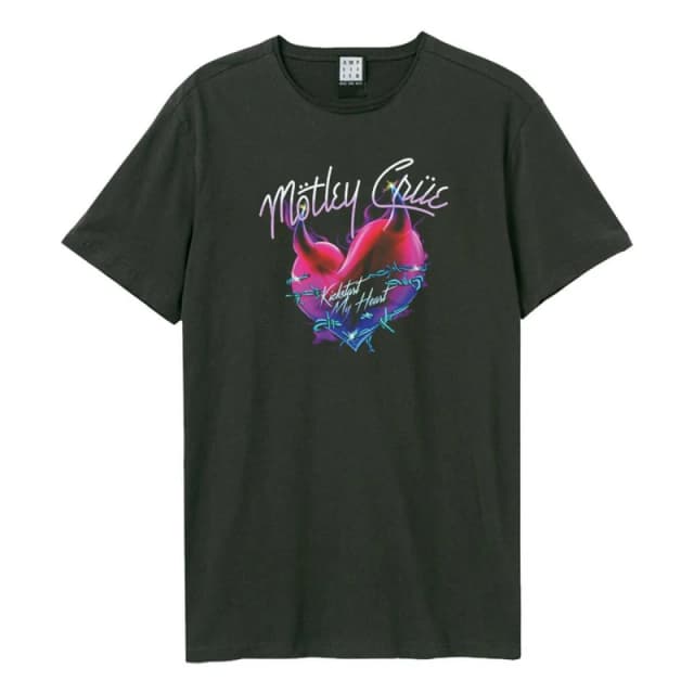 Amplified Amplified Men Kickstart My Heart Motley Crue T-Shirt in Charcoal Size: Small Charcoal S Male 5063470344239