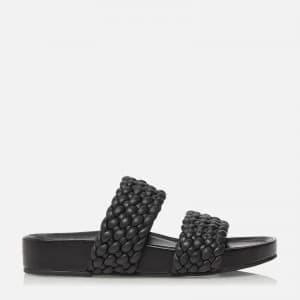 Dune Womens Laylow Leather Double Strap Sandals - Black - UK 3