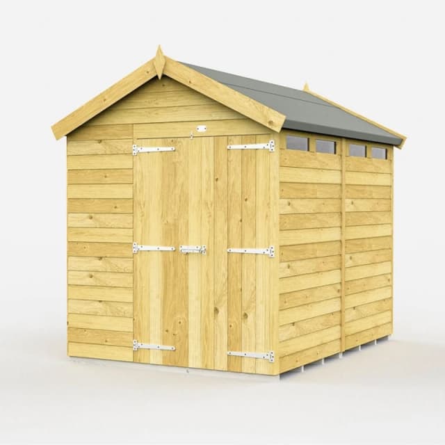 Buttercup Farm 6 x 8 Feet Apex Security Shed - Double Door - L243 x W175 x H217cm in Brown Brown Unisex