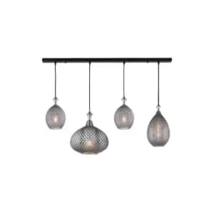 Rhodes Ceiling Pendant Bar Light 4x E27 Max 40W Black