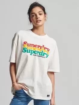 Superdry Vintage Cali Stripe Tee-white, White, Size 10, Women