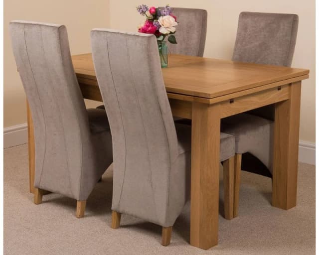 Thats Furniture Richmond 140-220cm Oak Extending Dining Table & 4 Lola Fabric Chairs in Grey Grey Unisex
