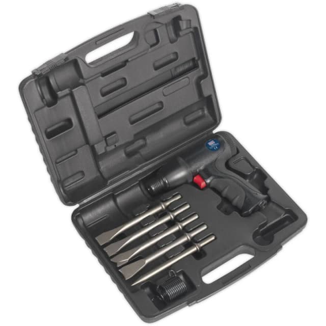 Loops Composite Air Hammer Kit - Medium Stroke - 5 Steel Chisels - Storage Case Metallics