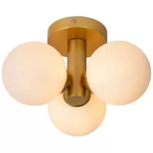 Lucide TRUDY - Flush Ceiling Light Bathroom - Ø28cm - 3xG9 - IP44 - Matt Gold, Brass