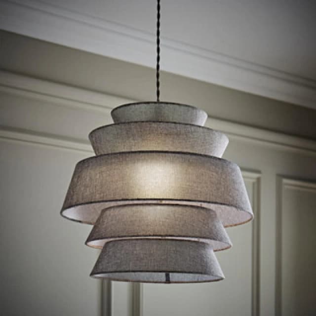 ValueLights ValueLights Valerie Linen 5 Tier Easy Fit Drum Ceiling Pendant Light Lamp Shade in Grey Grey One Size Unisex 5016529272847