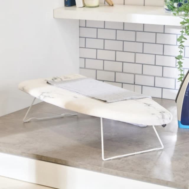 OHS OHS Table Top Marble Effect Polyester Cover Foldable Ironing Board in White White One Size Unisex 5027434225750