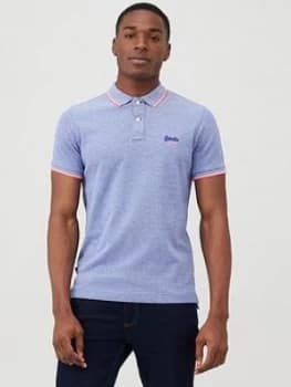 Superdry Poolside Pique Polo Shirt - Light Blue, Cobalt Size M Men