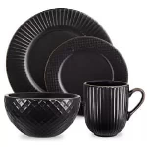 Tower Stoneware 16 Piece Empire Dinner Set - Black