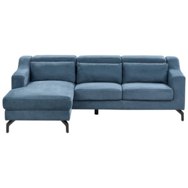 Beliani Corner Sofa 4 Seater Glosli Chenille Blue Right Hand