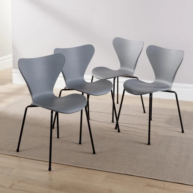 Home Source Set 4 Penny Dining Chairs Grey
