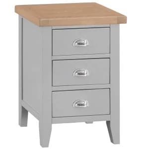 Madera 3 Drawer Narrow Bedside Table - Grey