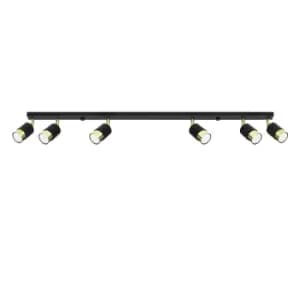 Nero Ceiling Spotlight Bar, Black/Golden, 6x GU10