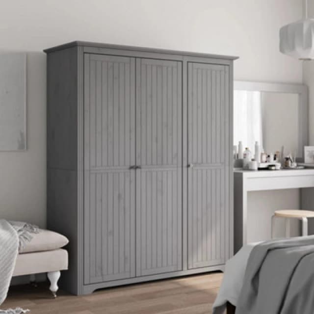 VIDAXL Wardrobe bodo Grey 151.5x52x176.5cm Solid Wood Pine Vidaxl 8720845914035