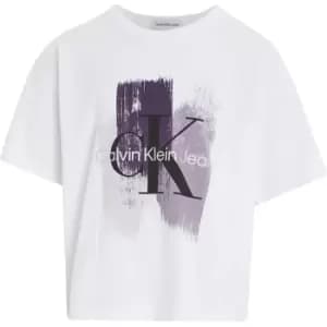 Calvin Klein Jeans Brush Stroke Monogram T-Shirt - White
