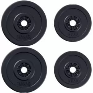 Homcom 4 Piece Dumbell Barbell Plate Set 2 X 5Kg And 2 X 10Kg For Home Gym Black