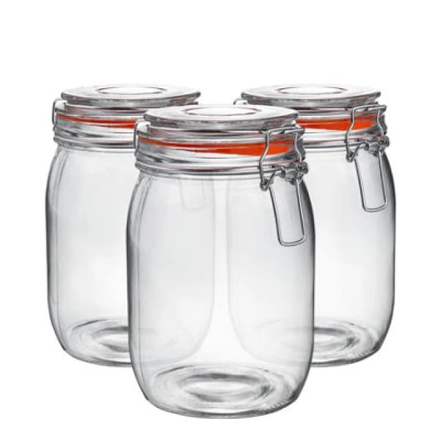 Argon Tableware Glass Storage Jars - 1 Litre - Pack of 3 Orange