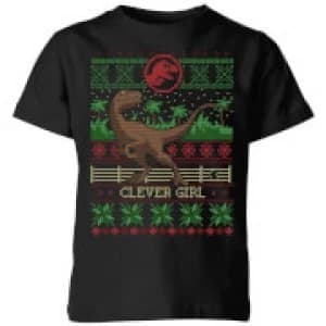Jurassic Park Clever Girl Kids Christmas T-Shirt - Black - 11-12 Years