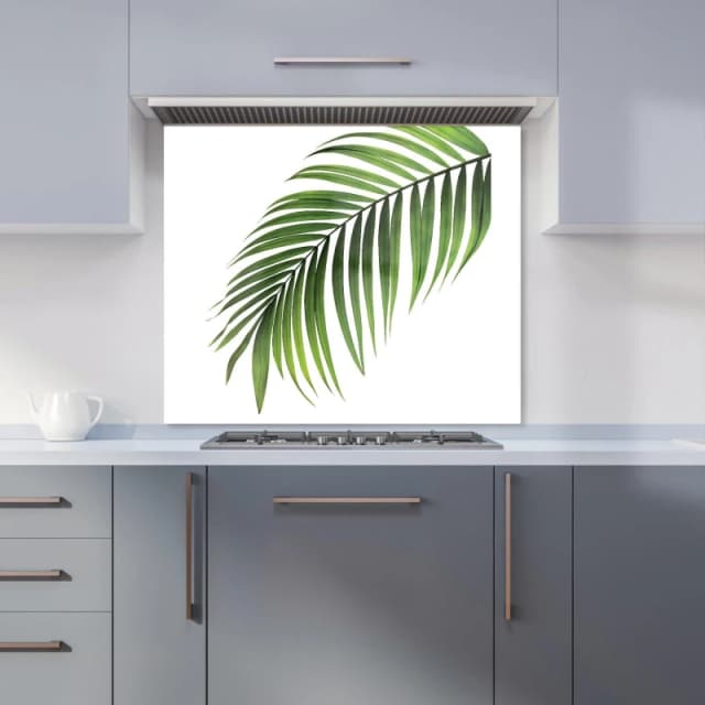 Warren Reed - Designer Single Palm Leaf Kitchen Splashback in Green Size: 700mm x 650mm Green Unisex 700mm x 650mm