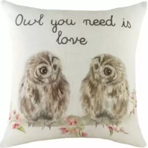 Evans Lichfield - Hedgerow Owls Print Cushion Cover, Multi, 43 x 43 Cm