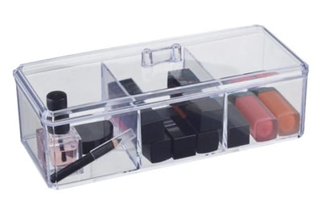 Premier Housewares Beauty 3 Compartment Cosmetics Organiser With Lid Clear unisex